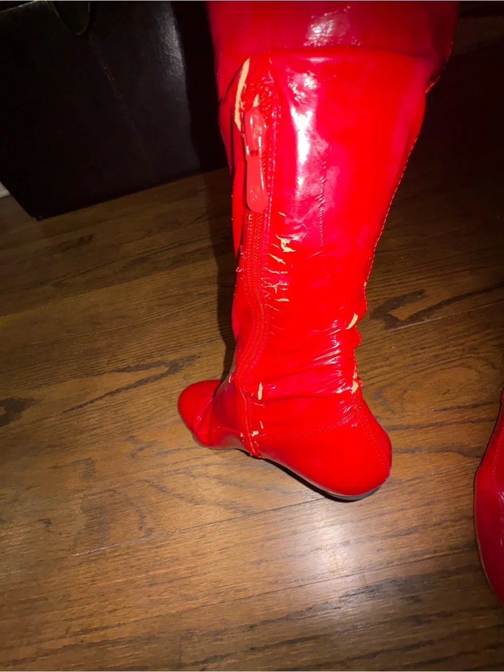 Red Patent Over-the-Knee Boots